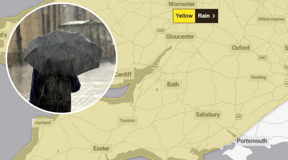 The heavy rain weather warning covers the whole of Somerset on Saturday. Picture: Met Office