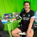 Yeovil star Brett McGavin has his blood pressure checked at Huish Park. Picture: Somerset Council