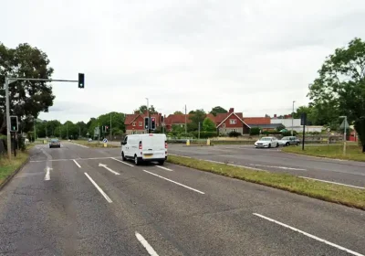 Traffic lights on the A39 junction with Farm Road have failed. Picture: Google