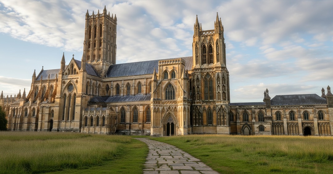 How the North Side of Glastonbury Abbey might have looked in the 15th century. Picture: Glastonbury Abbey/AI