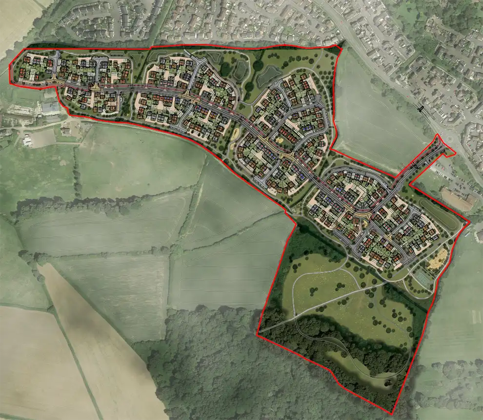 The homes will be built south west of Canal Way, in Ilminster, if approved. Picture: Persimmon