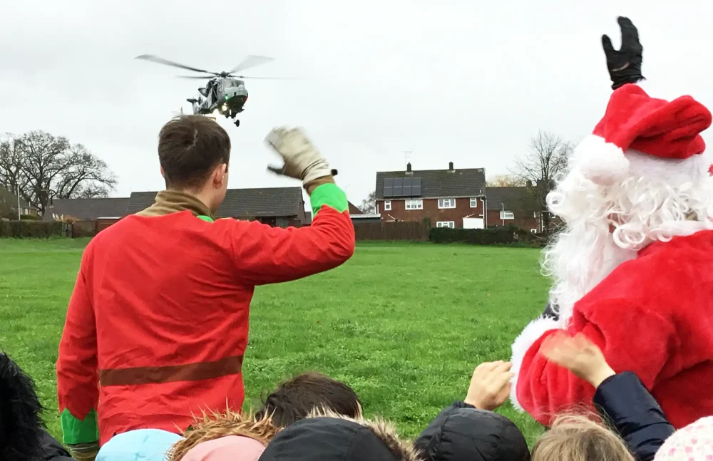 Santa arrived in Wincanton by helicopter for a flying visit