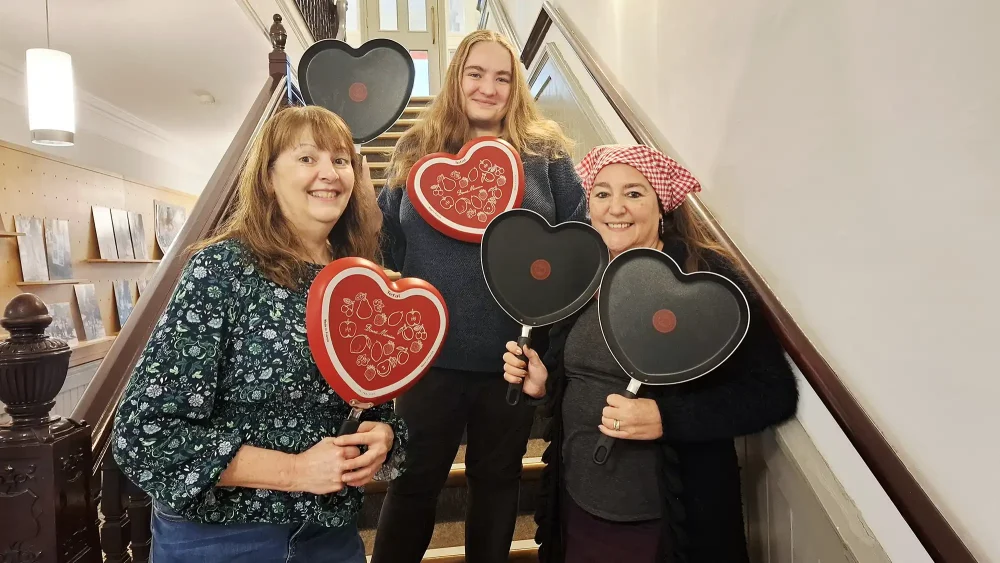 People can get their hands on a heart-shaped frying pan at the Stacks of Love event in Frome
