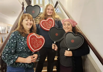 People can get their hands on a heart-shaped frying pan at the Stacks of Love event in Frome