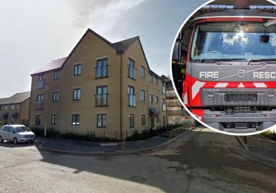 The flats, in Marigold Road, Frome, were evacuated as the fire spread. Picture: Google