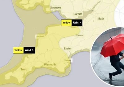 Weather warnings are in place for later on Monday and into Tuesday across Somerset. Picture: Met Office