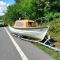The boat was found by the side of the A42 in Leicestershire. Picture: National Highways