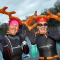 Swimmers took to the cold Somerset waters at Vobster Quay, near Radstock, in aid of the DSAA