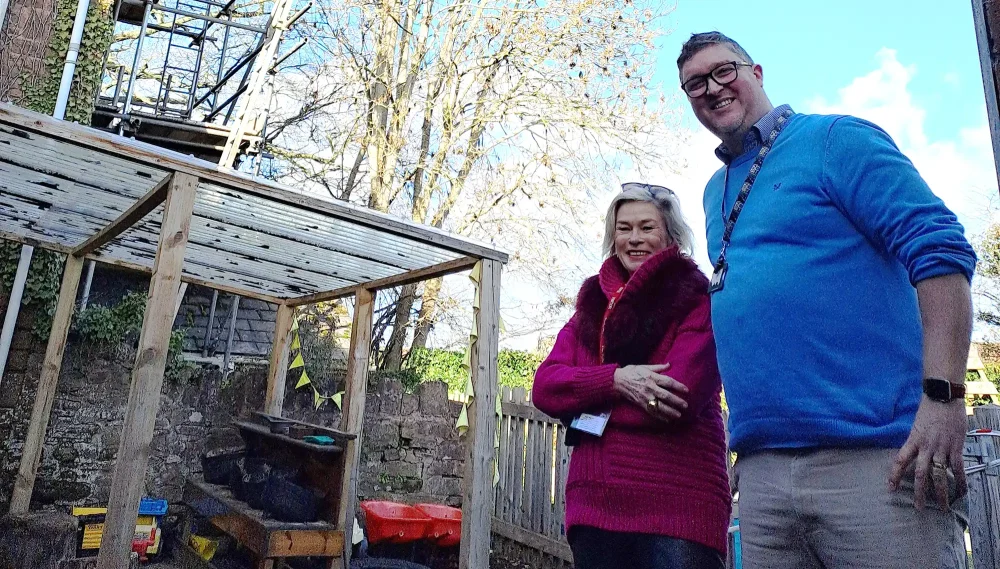 MP Rachel Gilmour with headteacher James Dakin