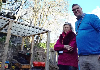 MP Rachel Gilmour with headteacher James Dakin