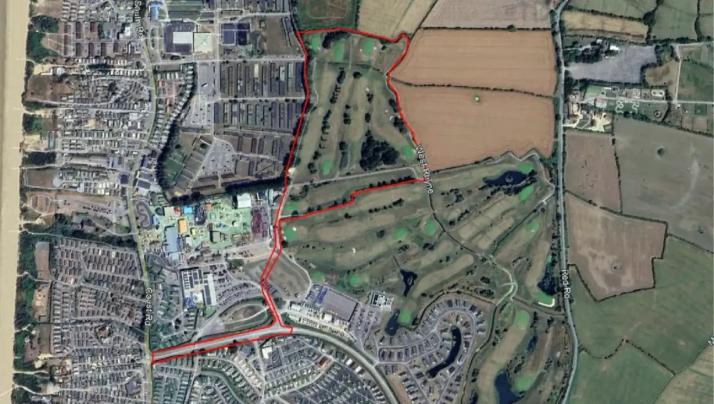 The area of the Brean Country Club golf course that could be affected by the application
