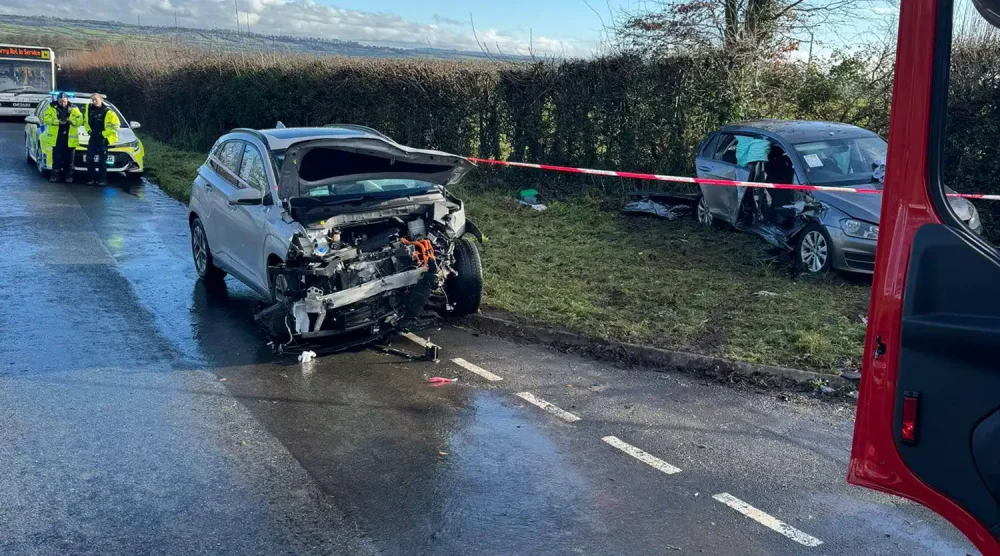 Two cars were badly damaged in the crash, at Holton, near Wincanton. Picture: Wincanton Fire Station