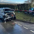 Two cars were badly damaged in the crash, at Holton, near Wincanton. Picture: Wincanton Fire Station