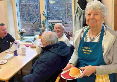 Volunteers run a Warm Welcome session at Crispin Community Centre, in Street