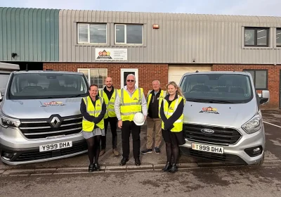 The DHA Fire Stopping team outside HQ in Weston