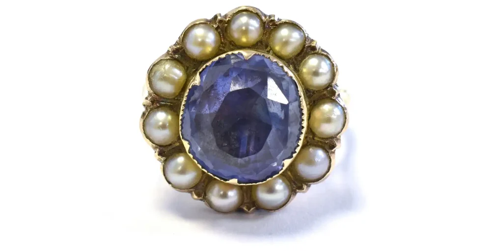 A Georgian sapphire and pearl ring sold for £2,200 at Somerset Auction Rooms