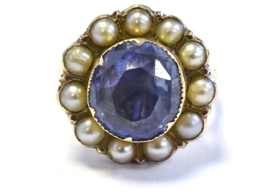 A Georgian sapphire and pearl ring sold for £2,200 at Somerset Auction Rooms