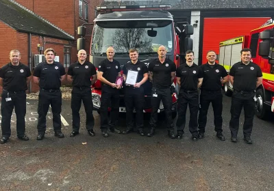 Jamie with colleagues from the Devon & Somerset Fire and Rescue Service. Picture: DSFRS