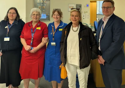 MP Rachel Gilmour at Minehead Hospital last year
