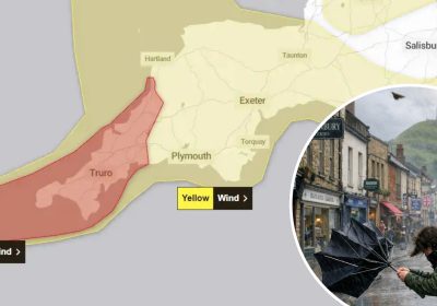 Somerset is being warned to expect winds of up to 70mph overnight into Friday. Picture: Met Office