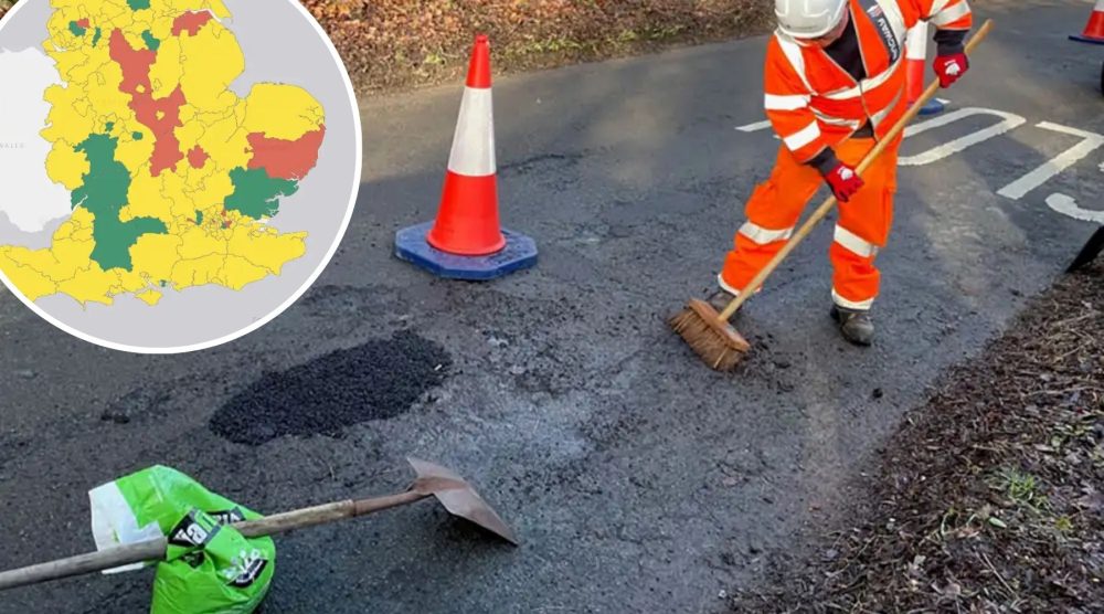 The new map details rankings for authorities on filling potholes