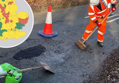 The new map details rankings for authorities on filling potholes