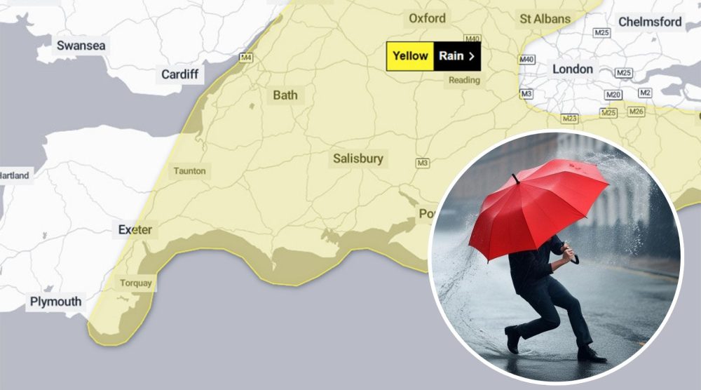 Somerset is being warned to expect heavy rain throughout the day. Picture: Met Office