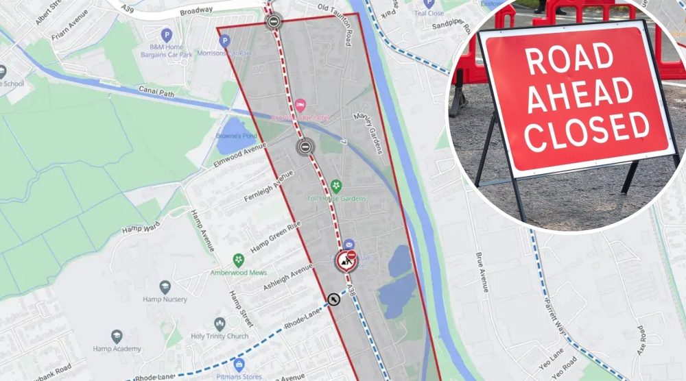 Taunton Road in Bridgwater is set to close for nine evenings from February 2. Picture: OneNetwork