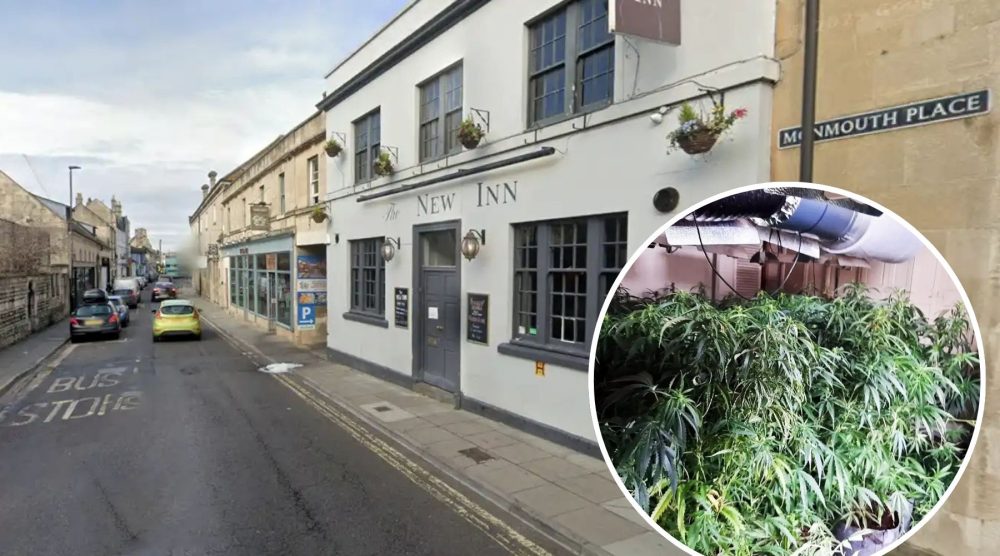 suspected cannabis plants were discovered at an empty hotel in Monmouth Place, Bath. Pictures: Google/Avon & Somerset Police