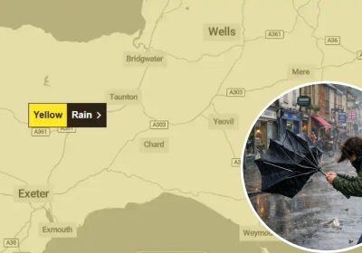 Heavy rain and strong winds are expected across Somerset. Picture: Met Office