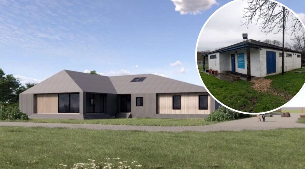 How the new Glastonbury Sea Cadets building could look and, inset, the current structure. Pictures: Orme/Somerset Council