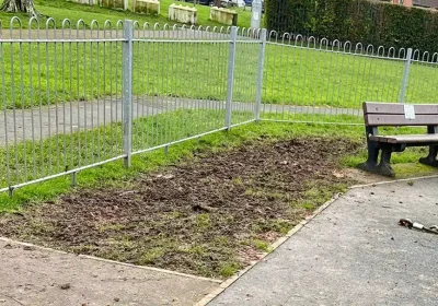 Curned up grass was among damage at the Victoria Park play area. Picture: Bridgwater Town Council