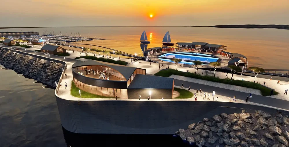 An impression of how th lagoon could look off Minehead. Picture: Marks and Barfield Architects