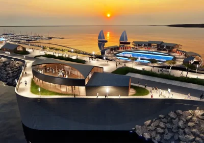 An impression of how th lagoon could look off Minehead. Picture: Marks and Barfield Architects