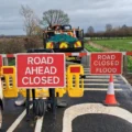 The A361 between Burrowbridge and East Lyng has closed again after a rise in water levels. Picture: Somerset Council