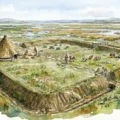 An artist impression of how a Middle Bronze Age farmstead at Middlezoy might have looked