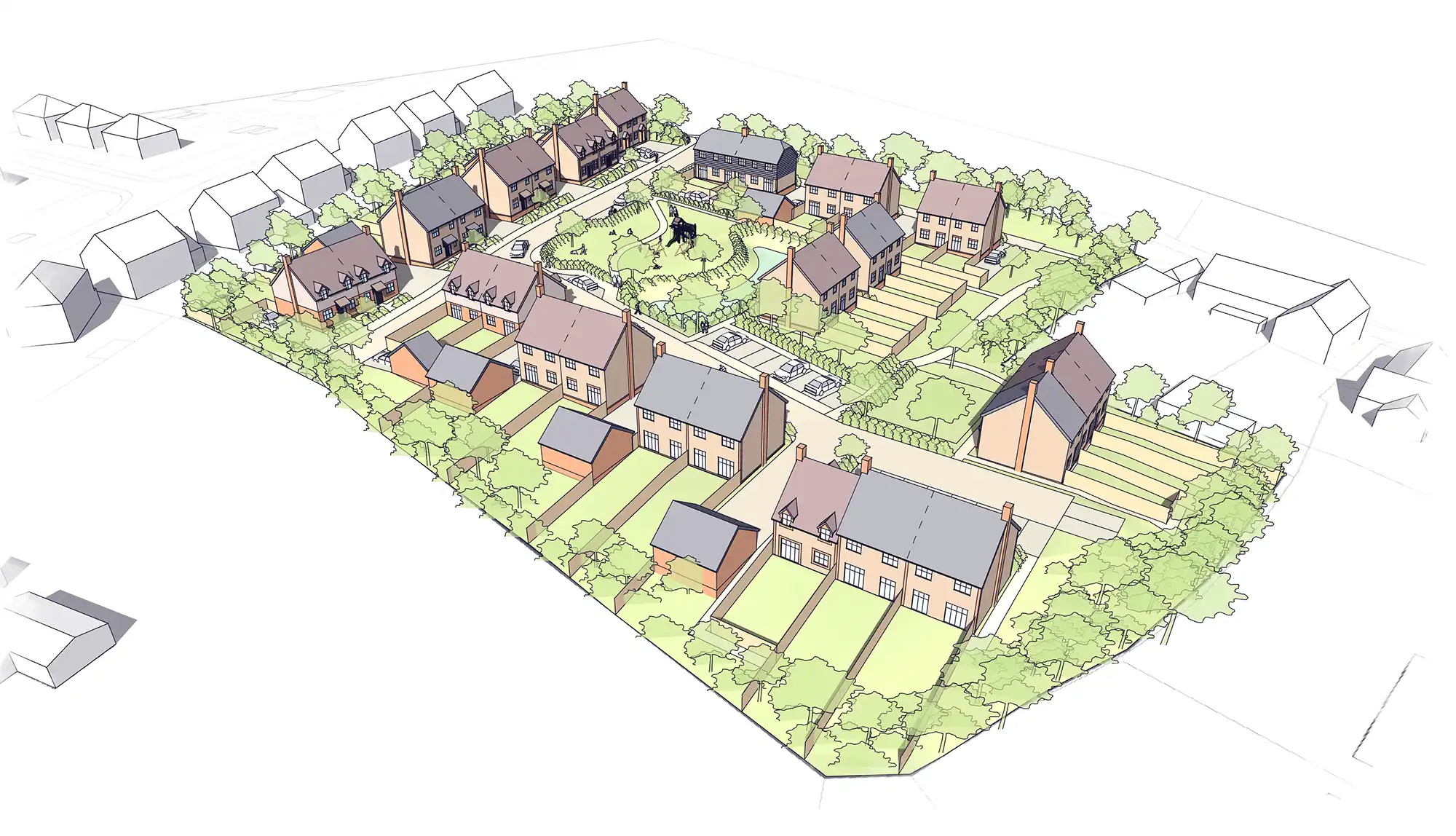 How the 32 new homes could be laid out on the site, in Milborne Port. Picture: DMW Architects/Somerset Council
