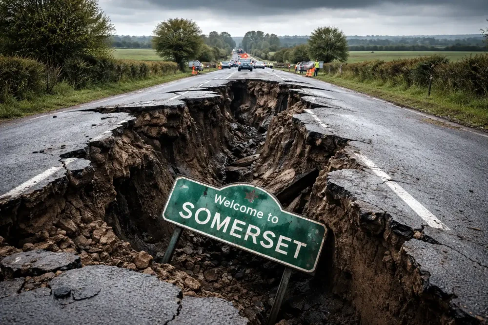 A somewhat dramatic image of how an earthquake might look in Somerset...