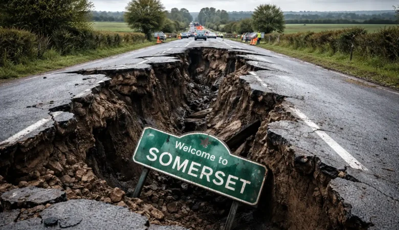 A somewhat dramatic image of how an earthquake might look in Somerset...