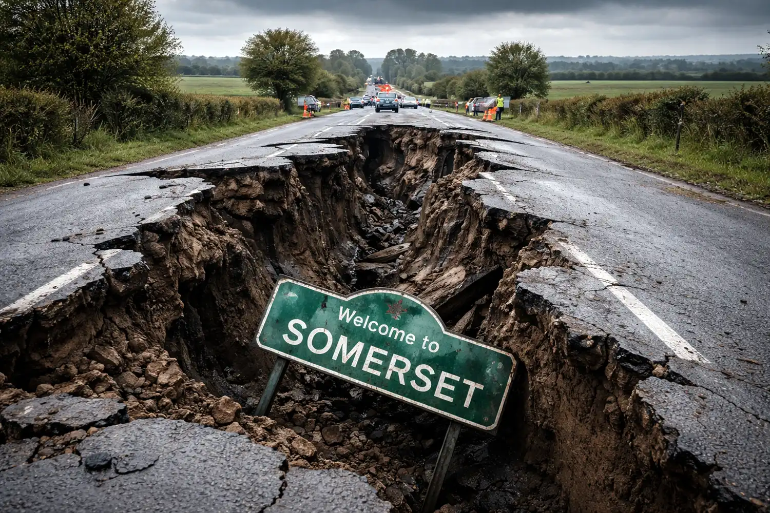 A somewhat dramatic image of how an earthquake might look in Somerset...