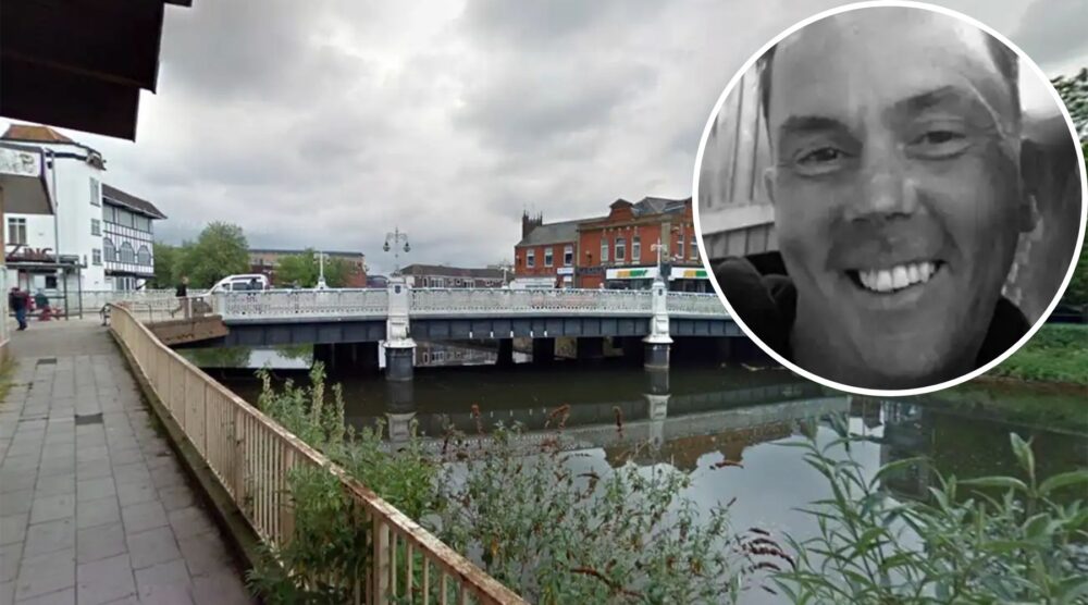 Kevin Thorne, inset, passed away 13 days after being pulled from the River Tone in Taunton. Pictures: Google/Avon & Somerset Police