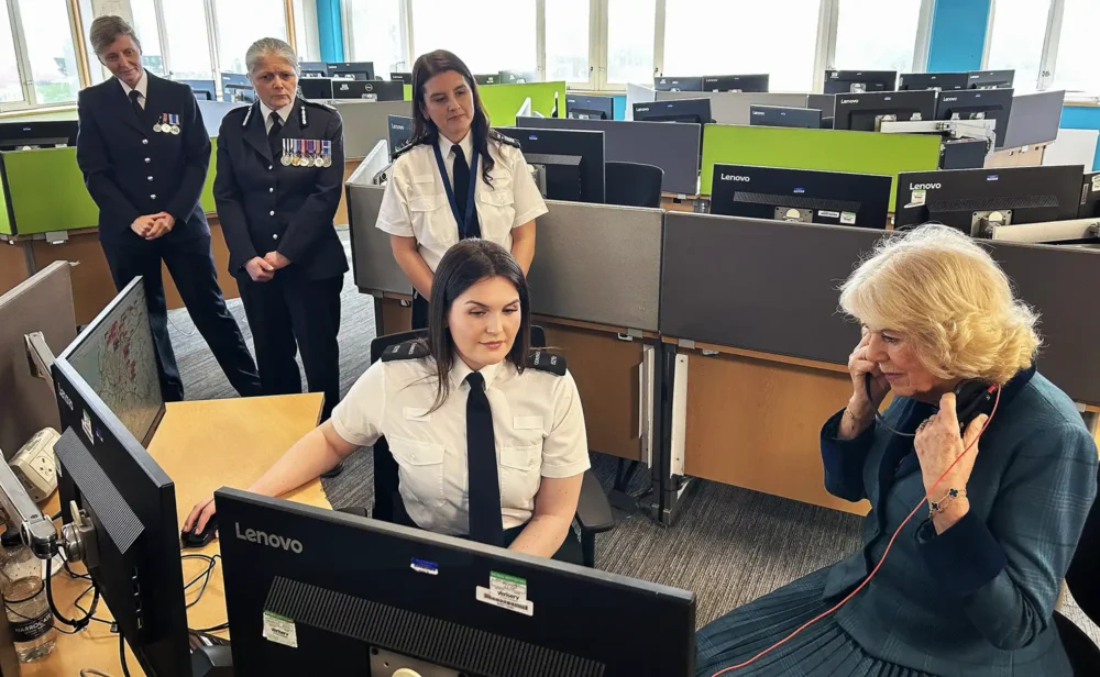 The Queen in the Avon & Somerset Police control room during his visit to the Portishead HQ. Picture: Avon & Somerset Police
