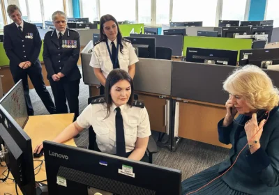 The Queen in the Avon & Somerset Police control room during his visit to the Portishead HQ. Picture: Avon & Somerset Police