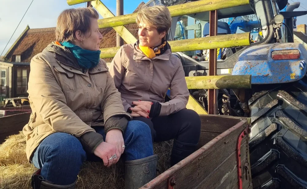 Glastonbury & Somerton MP Sarah Dyke with flooding minister Emma Hardy in Somerset