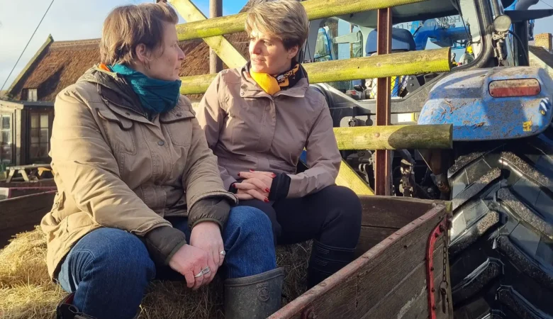 Glastonbury & Somerton MP Sarah Dyke with flooding minister Emma Hardy in Somerset