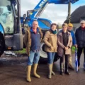 MP Sarah Dyke, Flooding Minister Emma Hardy and Somerset residents in Muchelney