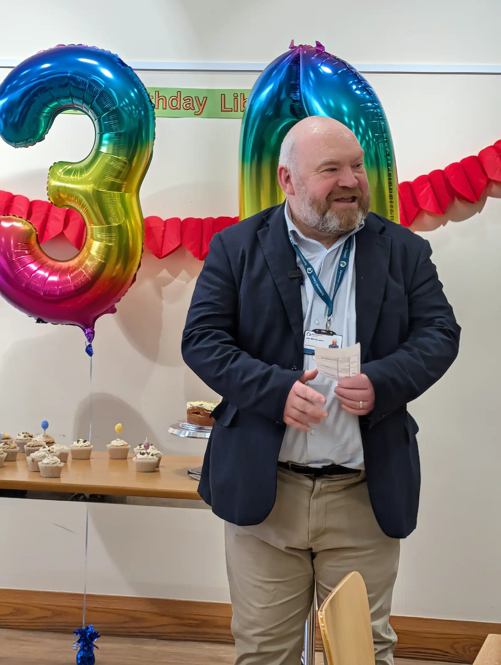 Council leader, Cllr Bill Revans, at the Taunton Library 30th anniversary gathering. Picture: Somerset Council