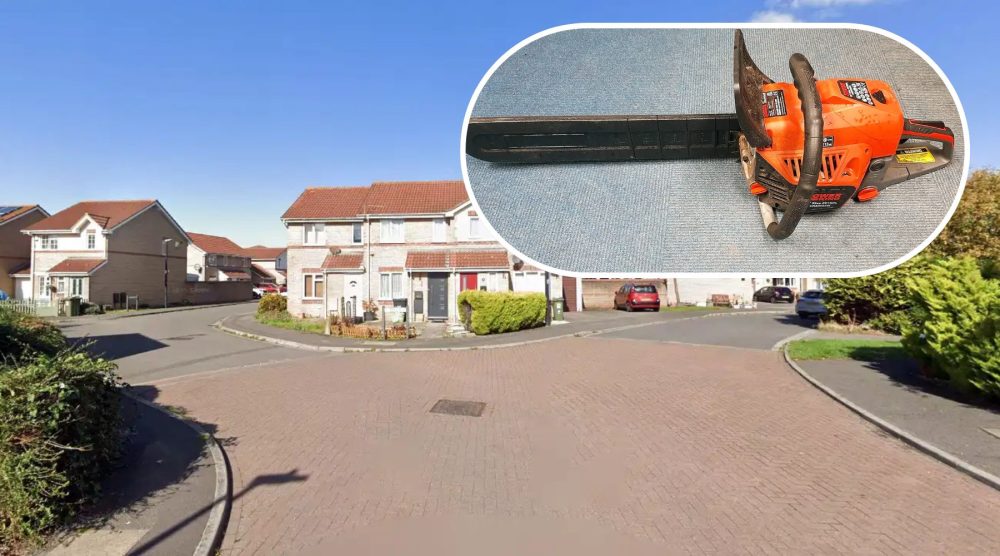 The chainsaw was found 'dumped' in Norfolk Road, Weston-super-Mare. Picture: Avon & Somerset Police