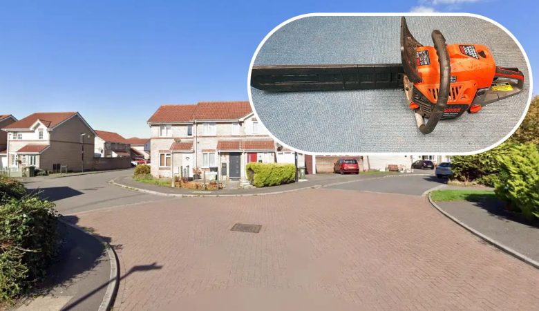 The chainsaw was found 'dumped' in Norfolk Road, Weston-super-Mare. Picture: Avon & Somerset Police
