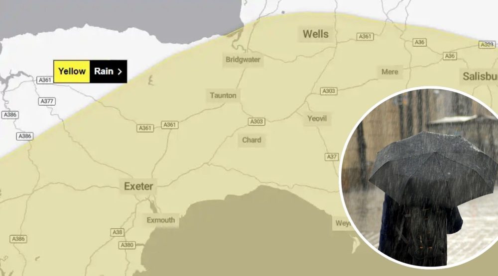 A yellow weather warning is in place for Somerset on Thursday. Picture: Met Office